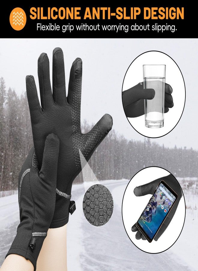 Tiny Chou Winter Gloves - Warm, Touchscreen Non-Slip Thermal Gloves for Running, Cycling, Driving, Hiking - Windproof, Lightweight - Black - Medium - Image 3
